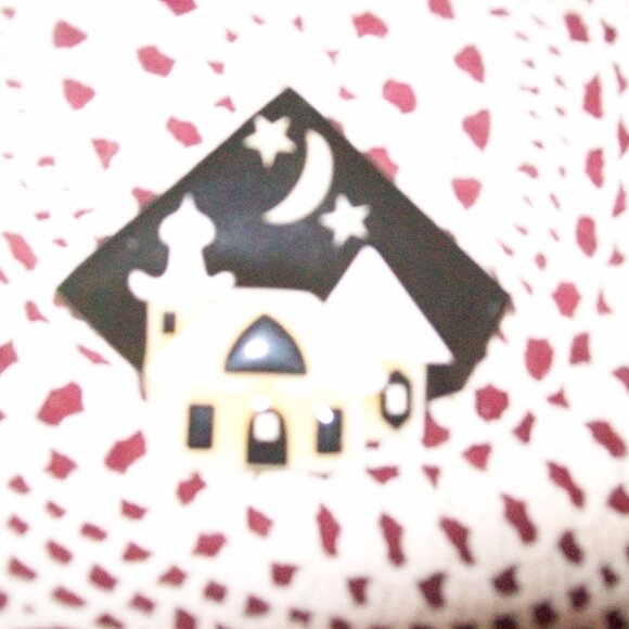 Lucinda House Pin- Handcrafted Artist Piece- Moon and Stars - Picture 3 of 5